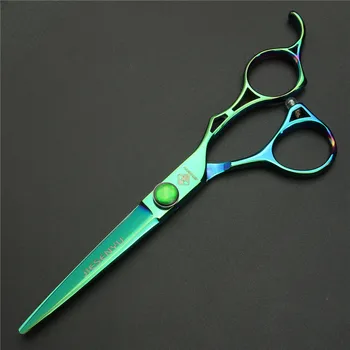 Aukštos kokybės plaukų žirklės žalia 6 colių tuščiaviduriai rankena, plaukų kirpimo žirklėmis, Šukomis atveju žirkliniai už kirpykla rinkinys