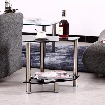 Kampe stalo maža kavos lentelėje grūdintas stiklas modernus minimalistinio sofos pusėje kambarį kampe keletą trikampio pusės kabinetas