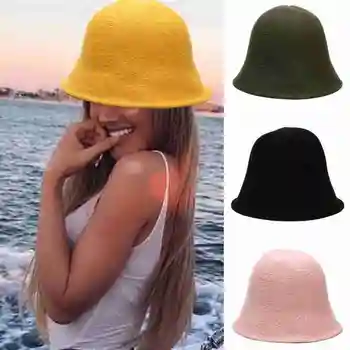 2020 quente inverno chapéu de balde feminino para adolescentes para menina sautumn chapéu e lã pele inverno de moda feltro J9U7