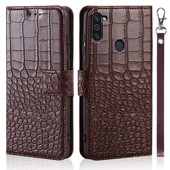 Prabanga Flip Case For Samsung Galaxy M11 SM-M115FMBNSER m115 Padengti Krokodilas Tekstūros Oda Knygos Dizainas Telefono Coque 
