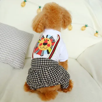Šuo Pet Jumpsuit Hoodie Šuo Suknelė Houndstooth Katės Mažylių T-Shirt Kailis Rudens/Žiemos Drabužių Apperal 2 Spalvų