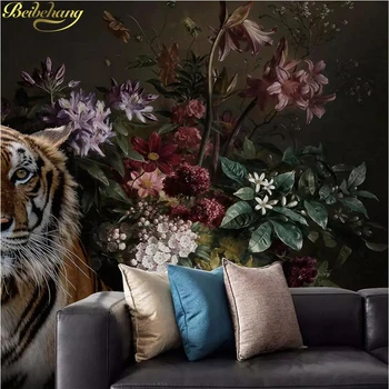 Beibehang Užsakymą Modernus minimalistinio tiger lily Foto tapetų Gyvūnų Freskos Sienos Dokumentų Namų Dekoro tapetai Kambarį Miegamasis