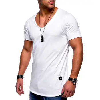 Gatvės mados vyriški T-shirt Slim custom T-shirt markės dizaino mados prabangių V-kaklo fitneso laisvalaikio T-shirt Slim tinka T-marškinėliai vyrams