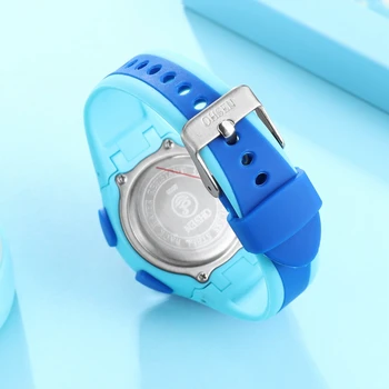 OHSEN Mergaitė berniukų skaitmeninis Žiūrėti Blue 7 Spalvų Led silikono Vaikai Laikrodžiai Vandeniui lauko sporto, Vaikų, elektroninis Laikrodis