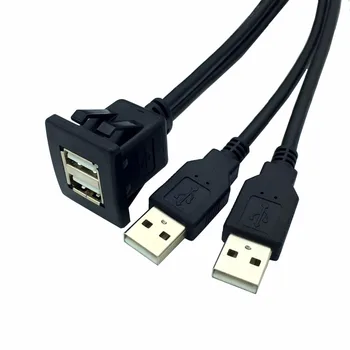 Flush Mount Dual USB 2.0 Doko Adapteris įstatykite USB 2.0 Extension Cable Naujas