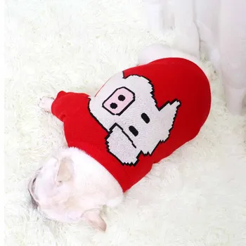 Pet drabužiai rudens/žiemos megztinis megztinis pitbull pug riebalų šuo trumpas kūno ruožas raudona paršelių mažų šunų kostiumų