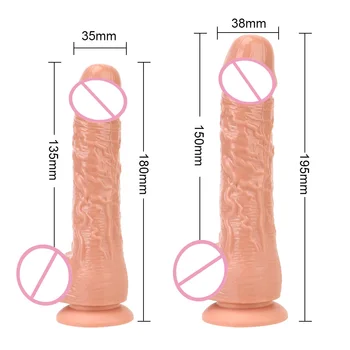 OLO Realistiškas Penis Vibratorius ir Nuotolinio Valdymo Big Dick TPE Sekso Žaislai Lesbiečių Šildymo Veržlus Dildo Moterims
