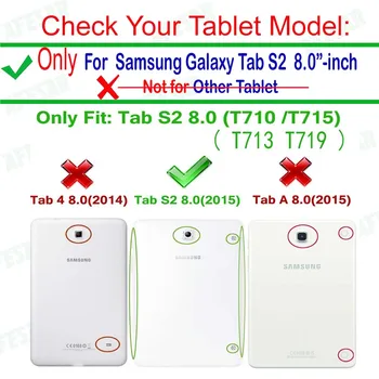 Tablečių Case for samsung galaxy tab s2 8.0 atveju PU odos, Flip Dangtelis, skirtas 