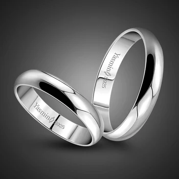 Paprasta Santuokos Vestuvinis Žiedas 925 Sterlingas Sidabro Pora Žiedas Moteris & Žmogus Vieną Žiedą, Didmeninė Kietojo Sidabro Papuošalai Dovana