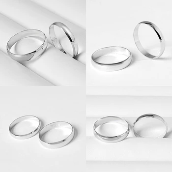Paprasta Santuokos Vestuvinis Žiedas 925 Sterlingas Sidabro Pora Žiedas Moteris & Žmogus Vieną Žiedą, Didmeninė Kietojo Sidabro Papuošalai Dovana