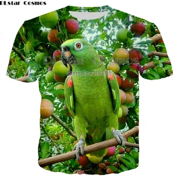 Mados Prekės ženklo marškinėliai Vyrams/Moterims, O-kaklo 3d T-shirt Spausdinti spalvinga Papūga marškinėliai Vasaros Viršūnes unisex Tees