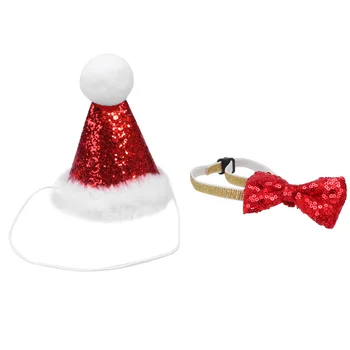 2vnt Pet Kalėdų Kostiumai Aukščio Kalėdų peteliškę ir Skrybėlę, Cosplay Kostiumai, Žavinga galvos Apdangalai Katėms Šunims (Trikampė Kepurė