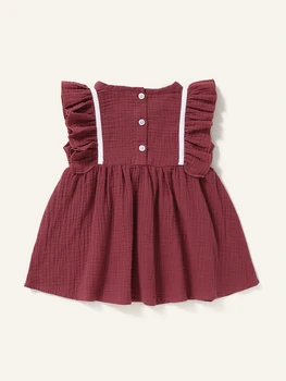 18 mėnesių Vasaros mergaitė drabužius Baby Girl Rankovių Susiėmę Kietas Vyno Raudona Liemenė Suknelė Nemokamas Pristatymas Bamblys Mergaitės, Apranga, Suknelės