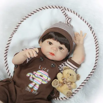 NPKCOLLECTION 57CM viso Kūno Silikono Vinilo Žavinga Tikroviška Bamblys Kūdikių Bonecas Mergaitė Vaikas Bebes Reborn Lėles Vaikas Žaislai Partneris