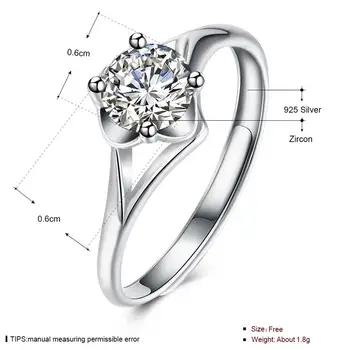 LEKANI Sterlingas Sidabro 925 Žiedai Mergina Reguliuojamas Romantiška Žiedlapis Formos Dizainas Turas Cirkonis Vestuvių Žiedas, Papuošalų Naują Atvykimo