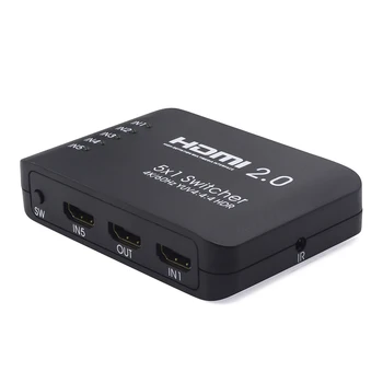 EarRise 2.0 HDMI/3D formatu Perjungiklį 5 in 1 out Paramos 4Kx2K@60Hz YUV 4:4:4 HDR 1080P už PS4 pro DVD Nešiojamas KOMPIUTERIS su IR Nuotolinio valdymo