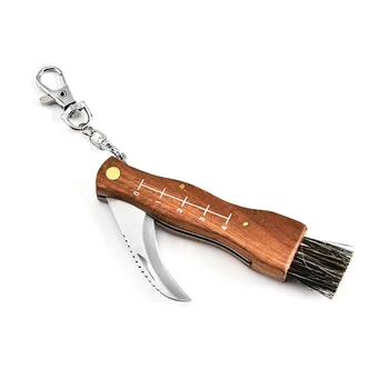 Swayboo Mini Nešiojamieji raudonmedžio rankena rinkti grybų peilis kempingas peiliai su teptuku multi-funkcija sulankstomas peilis įrankis