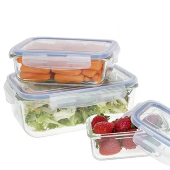 Stiklo paketas sandariai įpakuotus, mikrobangų krosnelė-fit stiklas Tupper, maisto produktų pakuotės su uždarymo, skaidriais dangteliais