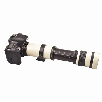 Lightdow Balta 420-800mm F/8.3-16 Super Artinimo Rankinis Zoom Objektyvas+T2 Adapterio Žiedas Canon Nikon Sony 