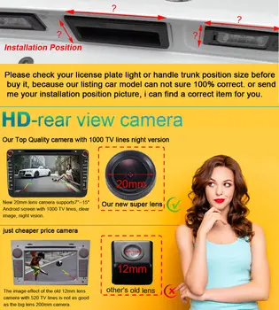 HD CCD atsarginės automobilio galinio vaizdo kamera Audi TT 8J 2007 m., 