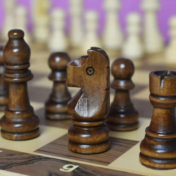Saugos Magnetinės Medinės Sulankstomos Šachmatų Rinkinį su Veltiniai Žaidimo Lentos Interjero Saugojimo Suaugusiems, Vaikams, Pradedantiesiems ir Vaikams Dovanų 62-0001