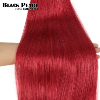 Black Pearl Oranžinės Spalvos Susiejamos Su Priekinės Tiesiai Remy Plaukų Black Pearl Red Šviesūs Brazilijos Plaukų Pynimas Skaičius 2/3 Ryšulius Su Priekinės
