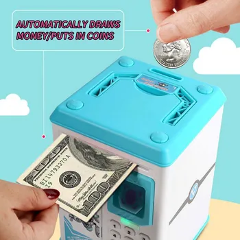 Elektroninių Piggy Bank ATM pirštų Atspaudų Slaptažodį taupyklė Pinigų, Monetų, Banko Taupymo Saugiam dėžė Automatinė Indėlių Banknotų Muzikos Žaislas