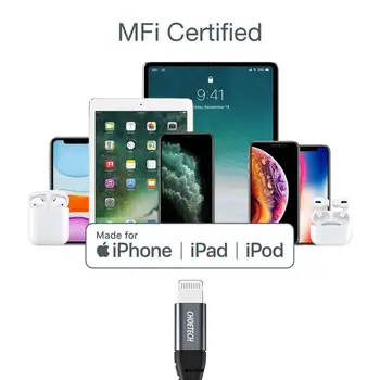 CHOETECH MFi USB C Žaibo Krovimo Laidas iPhone 11/X/XS/XR/XS Max / 8/7/6 Galios Tiekimo 18W PD Greitai Įkrauti Duomenų Sinchronizacija