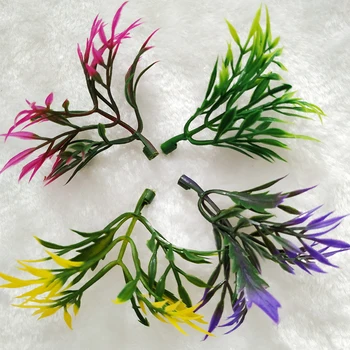 100 piezas Bonsai apdailos accessoriesWedding namų dekoro DIYartificial plastiko netikrą augalai, žolės, dirbtinės gėlės