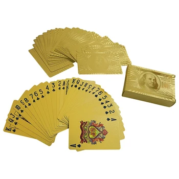 Paketas, Aukso Folija Pokerio Kortų Dėžutė Vandeniui Pokerio Kortos Langelį Padengti Pokerio Aukso Žaidimo Kortelės, Su Dėžute