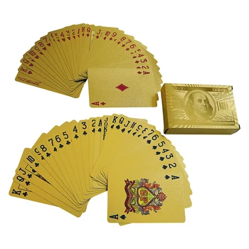 Paketas, Aukso Folija Pokerio Kortų Dėžutė Vandeniui Pokerio Kortos Langelį Padengti Pokerio Aukso Žaidimo Kortelės, Su Dėžute