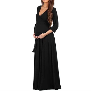 2020 Motinystės Suknelės Nėščia moteris Drabužiai Trys ketvirtį Grindų ilgis Medvilnės Didelis Švytuoklės Nėštumo Suknelė