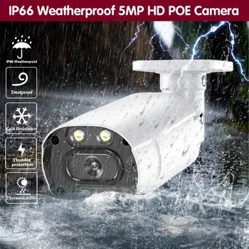 H. 265 VAIZDO Kameros Apsaugos Sistemos Komplektas, 4k 16ch POE NVR Rinkinys, Lauko Vandeniui 5MP Color Night Vision Kulka Vaizdo Stebėjimo, Ip