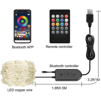 USB Akumuliatoriaus LED Styginių Šviesos Kalėdų Vandeniui RGB RGBW LED Fairy Light Laikmatis Nuotolinis Naktį Šviesos Spalva Keičiasi Kiemo Lempos