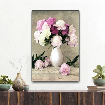Žydi Gėlės Violetinės Drobės Tapybos Plakatai ir Spausdina Sienos Meno Apdailos Nuotrauką Gyvenamasis Kambarys ir Miegamasis Apdaila