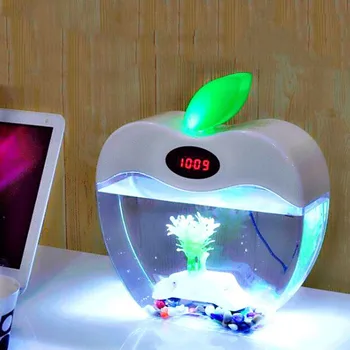 Aukštos kokybės skaidri mini mielas apple žuvų bakas nešiojamų smart USB stiklo akvariumas biuro stalo maža akvaryum