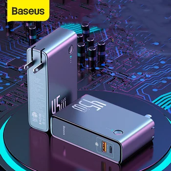 Baseus Galia Banko 45W 10000mAh GaN Kroviklis 2 in 1 PD QC 3.0 AFC Greito Įkrovimo USB Įkroviklis iPhone Samsung 