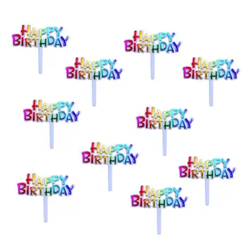 50PCS Spalvinga Happy Birthday Cake Toppers Dekoratyvinis Cupcake Blynai Maisto Vaisių Susitvarko Gimtadienio Apdailos Reikmenys