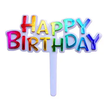50PCS Spalvinga Happy Birthday Cake Toppers Dekoratyvinis Cupcake Blynai Maisto Vaisių Susitvarko Gimtadienio Apdailos Reikmenys