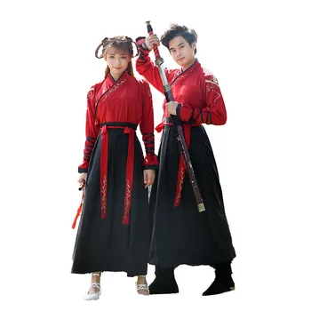 Kinijos Nacionalinių Kostiumų Hanfu Suknelė Moteriška Senovės Dancewear Tang Dinastijos Pasakų Suknelė pėstininkas su kardu Etape Cosplay Kostiumai