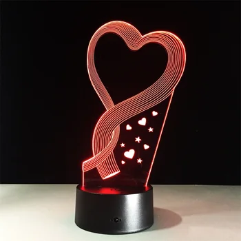 Akrilo LED 3D Lempos Stereo Vizija Romantiška Nuotolinio Ir Touch USB naktinė lempa Vestuvių Miegamasis Dekoratyvinis Stalo Lempa Vaikas'sToys