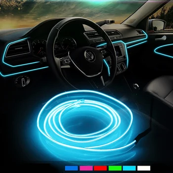 Automobiliu Interjero Apšvietimo Auto LED Juostelės Girliandą EL Viela Neoninės Šviesos 