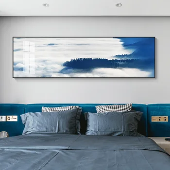 Šiuolaikinės Mėlyna Marina naktiniai drobės tapybos plakatai ir spausdinimo šiuolaikinės dangaus sienos menas nuotraukas gyvenimo kambario, miegamasis namų dekoro