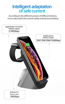 Bonola 3 in 1 belaidis kroviklis Qi15W greito įkrovimo tinka iPhone, 11 Pro SE2/XS/8 iWatch Airpods įkrovimo stoties stovi