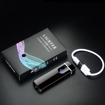 Vėjo USB Lanko Lengvesni Cigarečių Plazmos Flameless Įkraunamas Elektrinis Lengvesni Žvakė su LED Maitinimo Ekranas