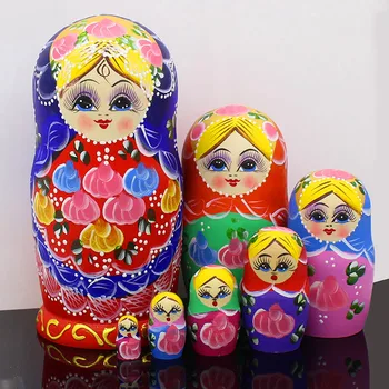 Mediniai Matryoshka Lėlės Rinkinys iš 7 Sluoksnių Lizdus Lėlės Matryoshka Beprotybė rusijos Lėlės, Medinis, Norinčių Lėlės Žaislas