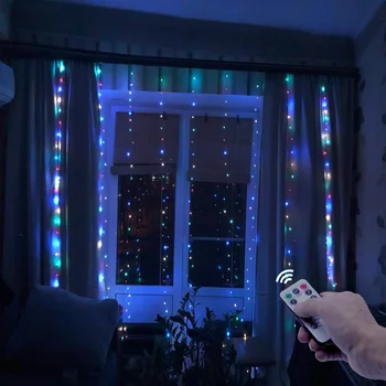 3M LED Kalėdų Pasakos String Apšvietimas Nuotolinio Valdymo pultas USB Naujųjų Metų Girliandą Užuolaidų Lempos Atostogų Dekoracija Namuose Miegamojo Lango