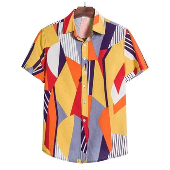 2020 metų Vasaros Vyrų Spausdinti Prarasti Trumpas Rankovės Atsitiktinis Mygtukai marškinėliai havajų marškinėliai camisa masculina streetwear chemise homme