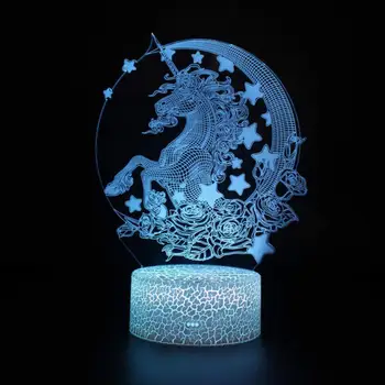 Arklių Naujovė Usb Led 3D naktį šviesos Vaikų kambario dekoravimas 3D Lempa 7 spalvų 3d Šviesos Armatūra
