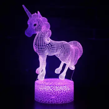 Arklių Naujovė Usb Led 3D naktį šviesos Vaikų kambario dekoravimas 3D Lempa 7 spalvų 3d Šviesos Armatūra